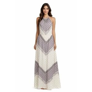 Lucky Brand Womens Halter Maxi Geometric Dress Beachy Hippie Boho Cottagecore